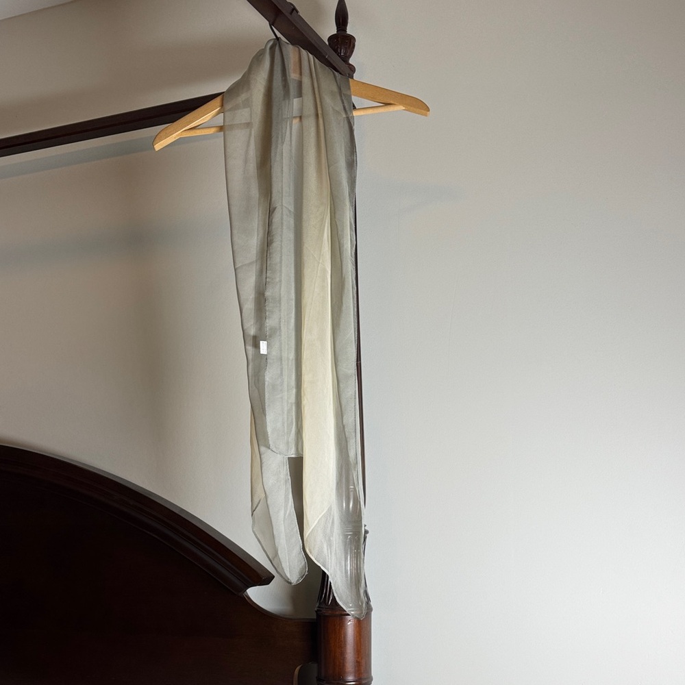 Elegant Sheer Gray and Cream Scarf
